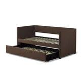 Therese Brown Upholstered Daybed with Trundle