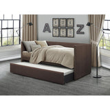Therese Brown Upholstered Daybed with Trundle