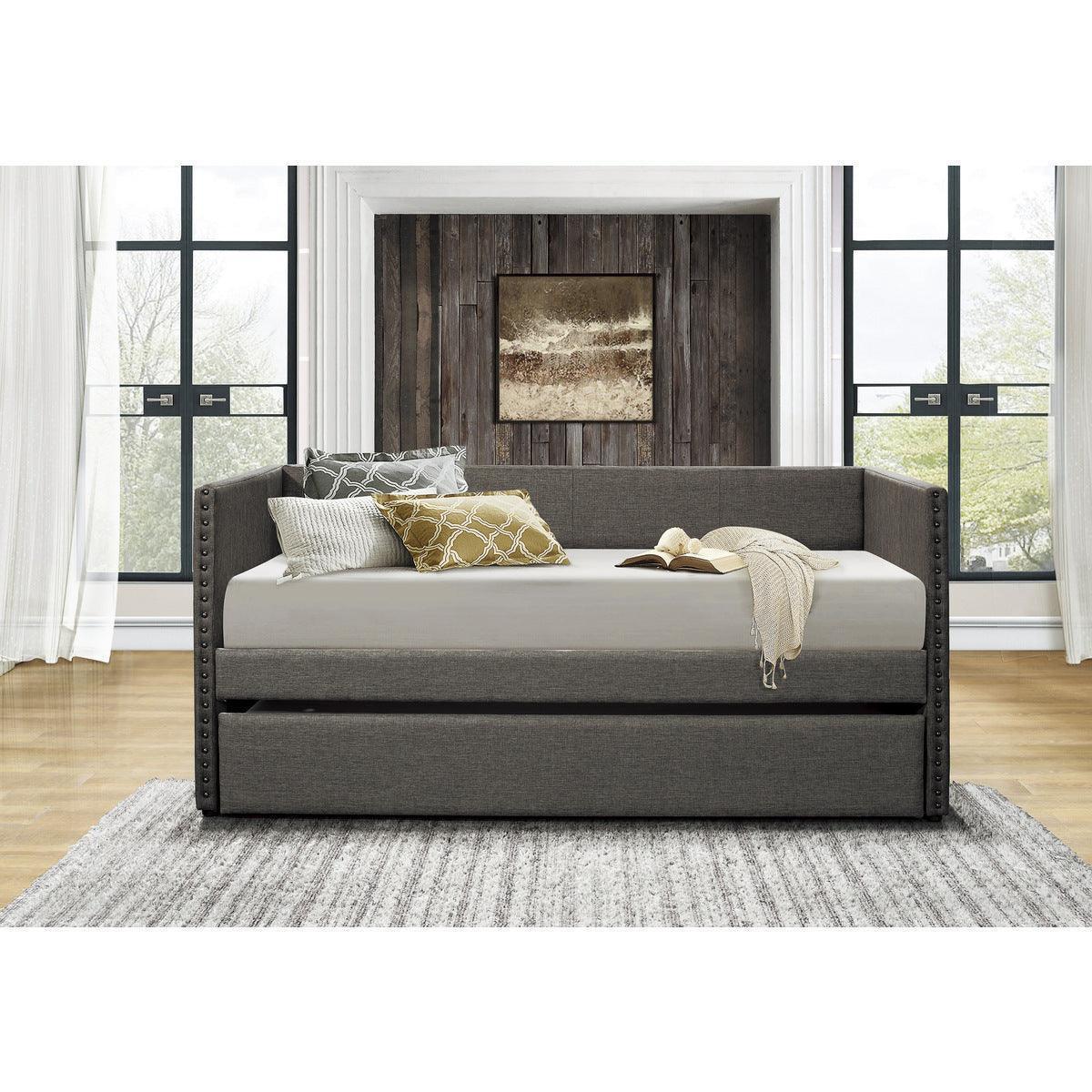 Therese Gray Upholstered Daybed with Trundle