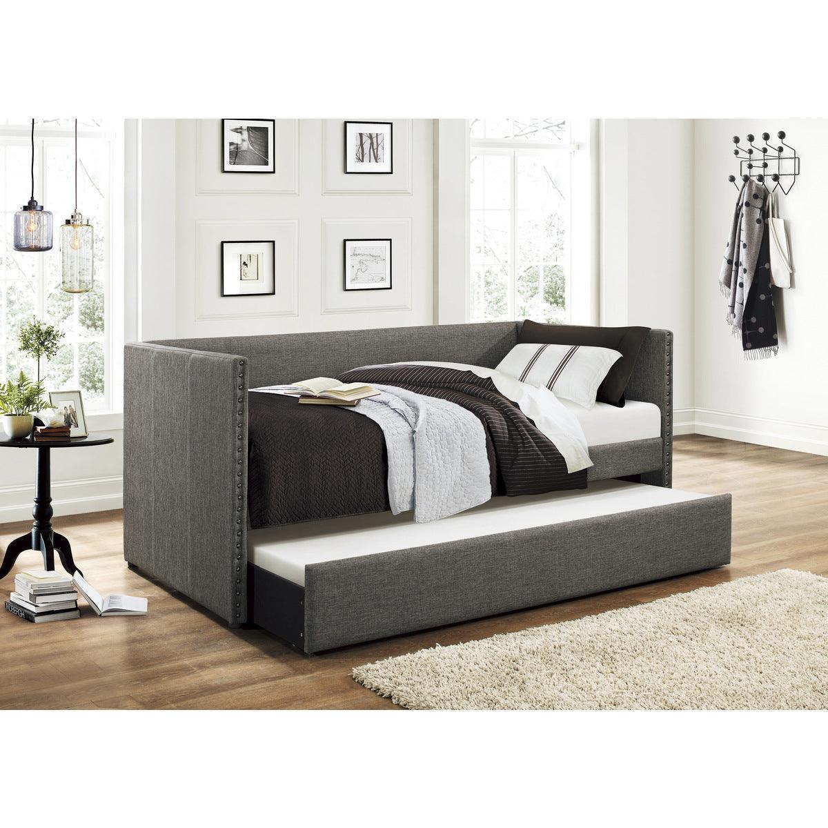 Therese Gray Upholstered Daybed with Trundle