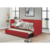 Therese Red Upholstered Daybed with Trundle