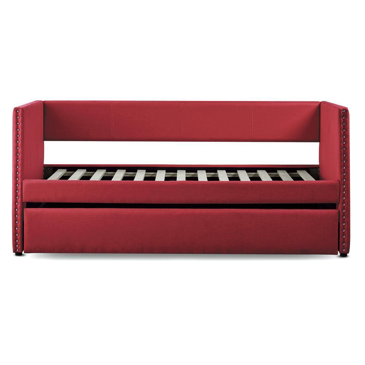Therese Red Upholstered Daybed with Trundle