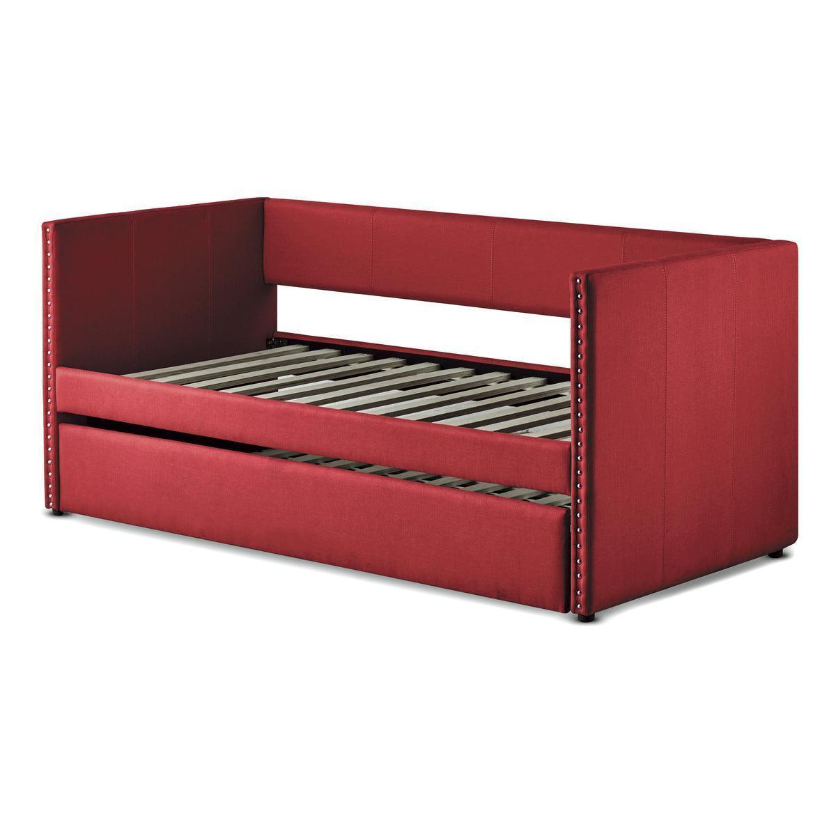 Therese Red Upholstered Daybed with Trundle