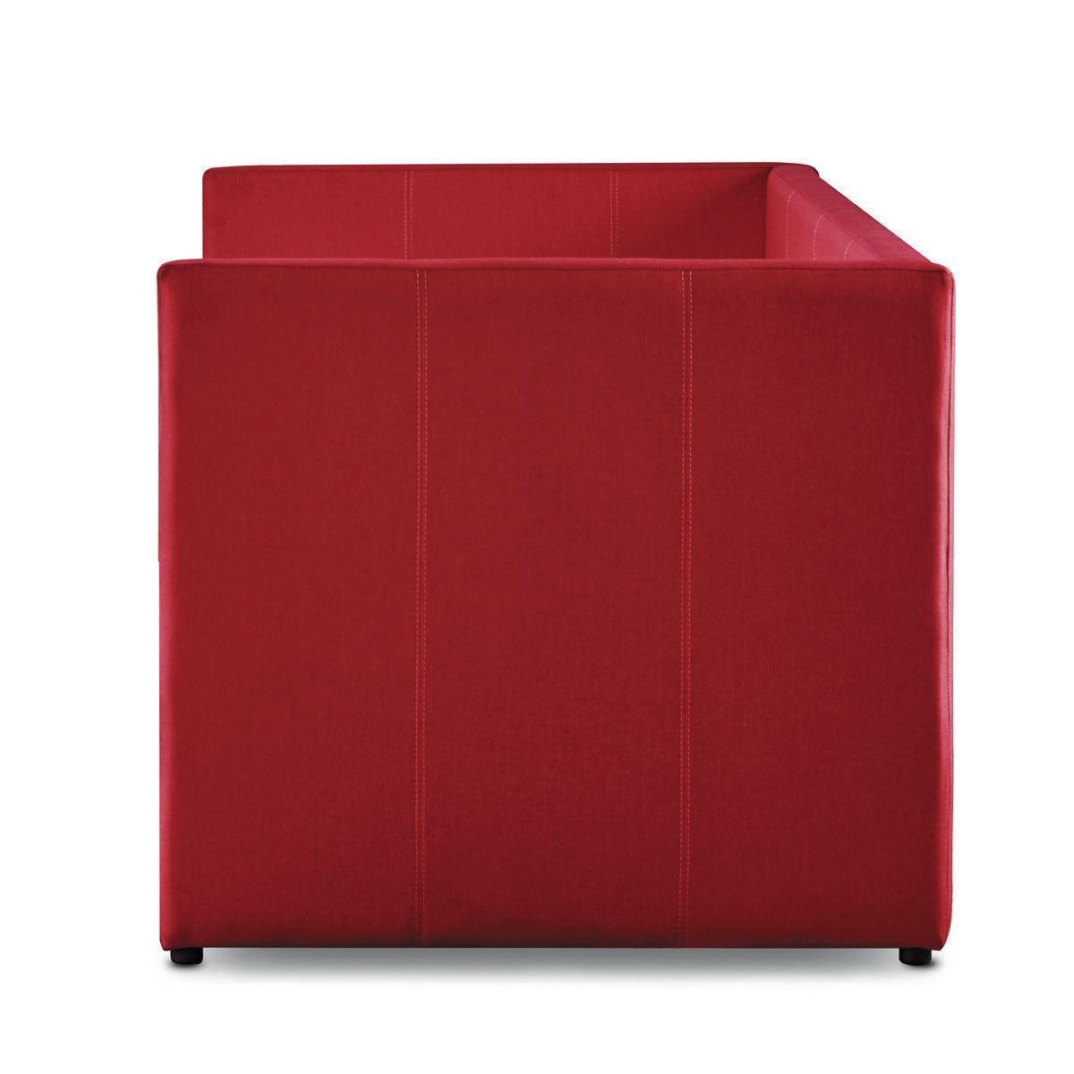Therese Red Upholstered Daybed with Trundle