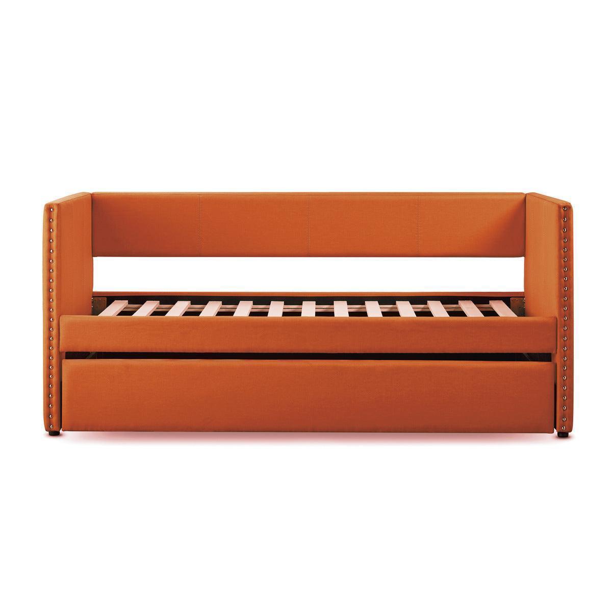 Therese Orange Upholstered Daybed with Trundle