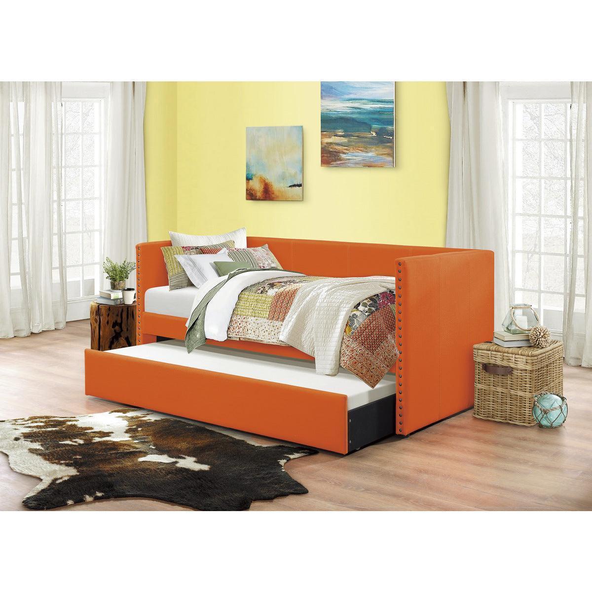 Therese Orange Upholstered Daybed with Trundle
