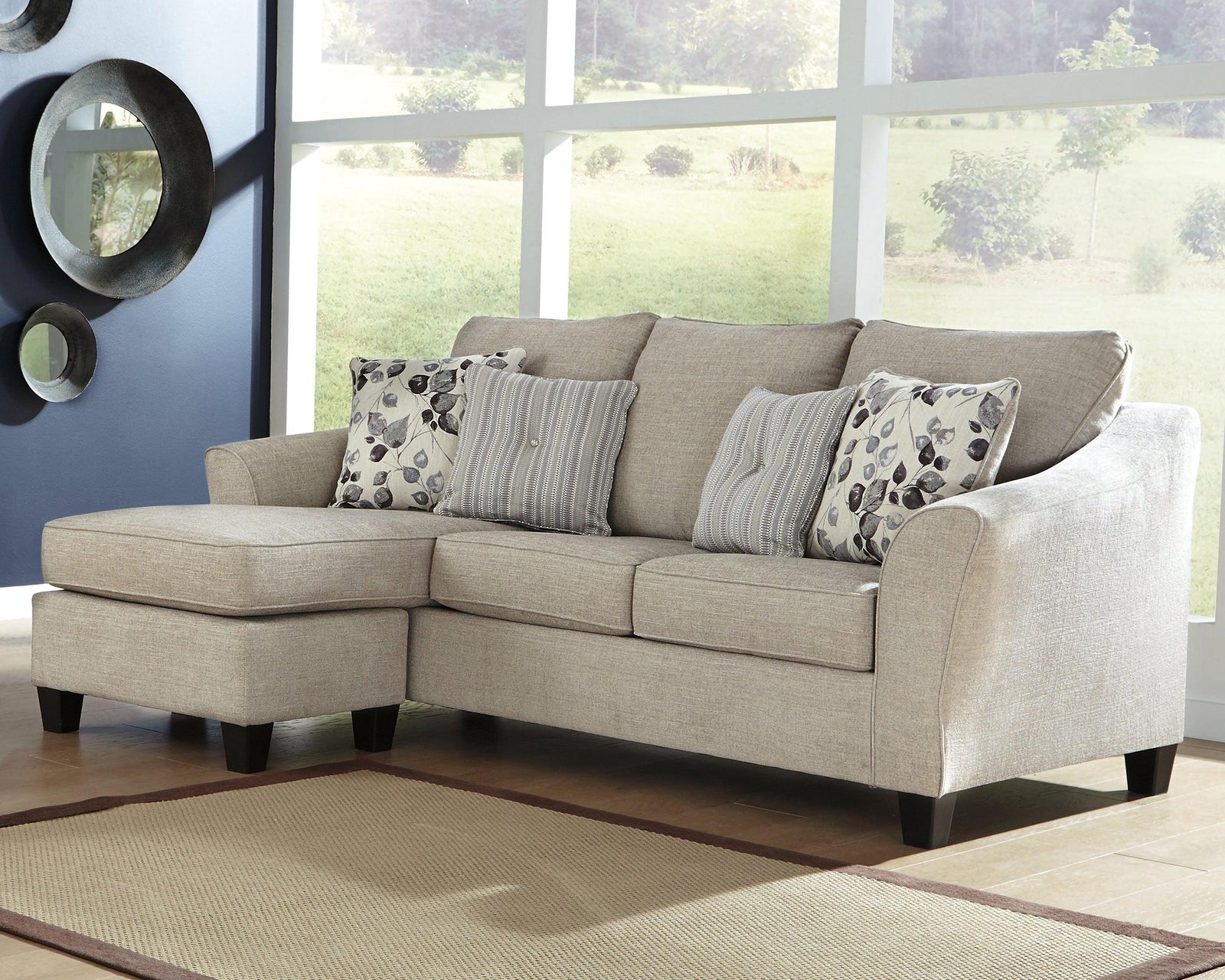 Abney Driftwood Chenille,textured Sofa Chaise - Ella Furniture