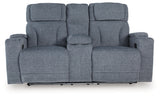Studio Cave Steel Performance Fabric,Next-Gen Nuvella™,Chenille Power Reclining Loveseat with Console