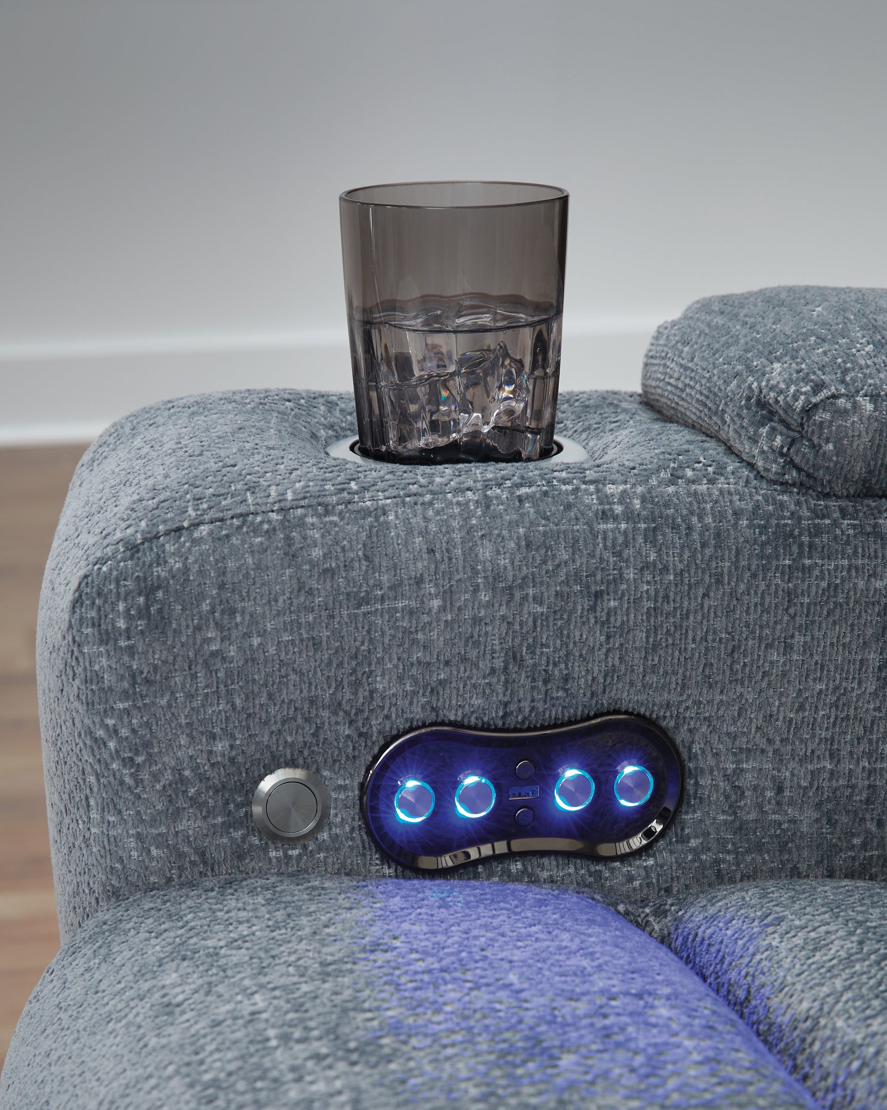 Studio Cave Steel Performance Fabric,Next-Gen Nuvella™,Chenille Power Recliner