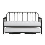 Black Modern Contemporary Metal Lift-Up Trundle YouthDayBed - Ella Furniture