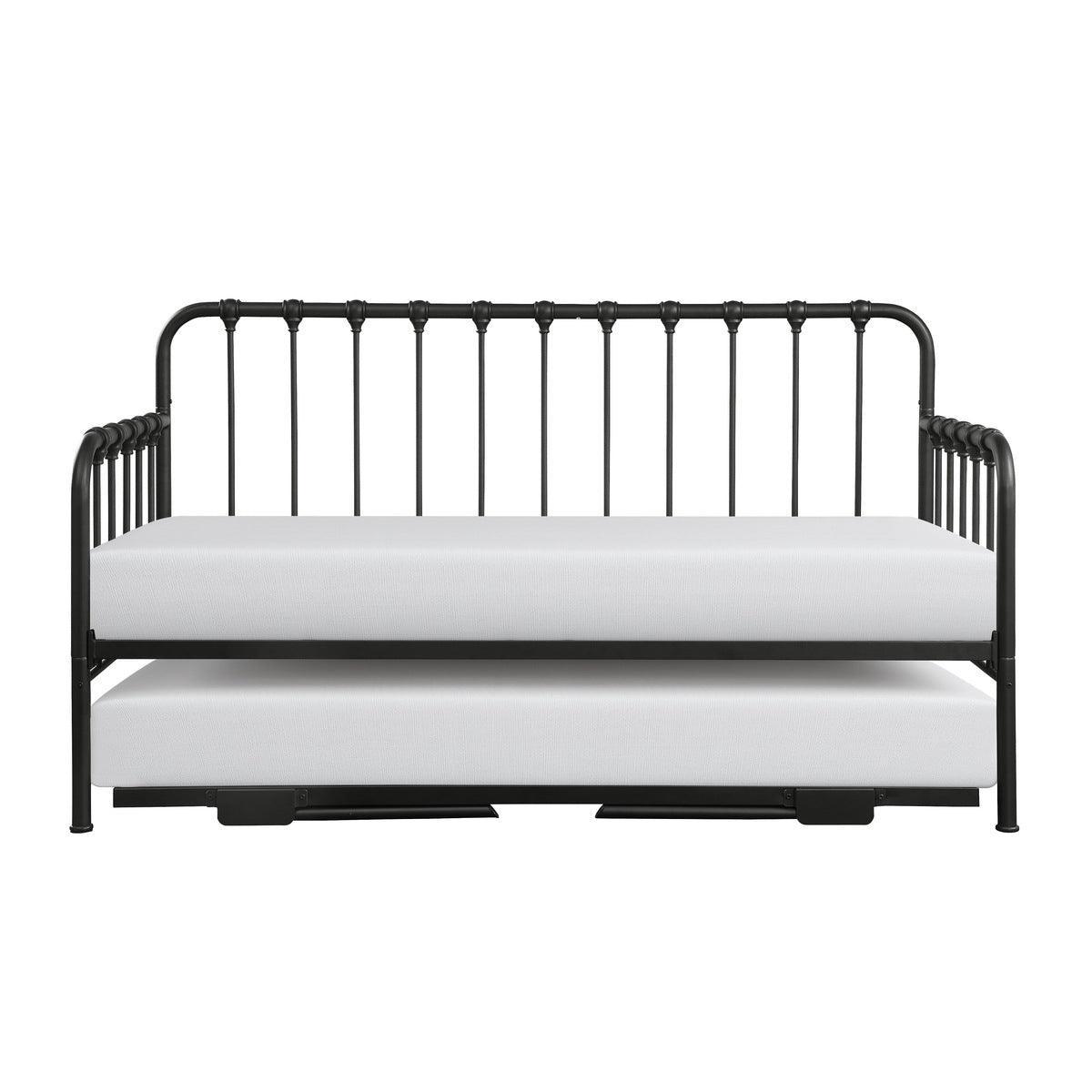 Black Modern Contemporary Metal Lift-Up Trundle YouthDayBed - Ella Furniture