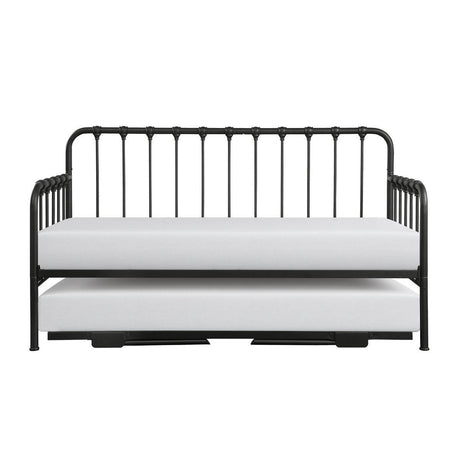 Black Modern Contemporary Metal Lift-Up Trundle YouthDayBed - Ella Furniture