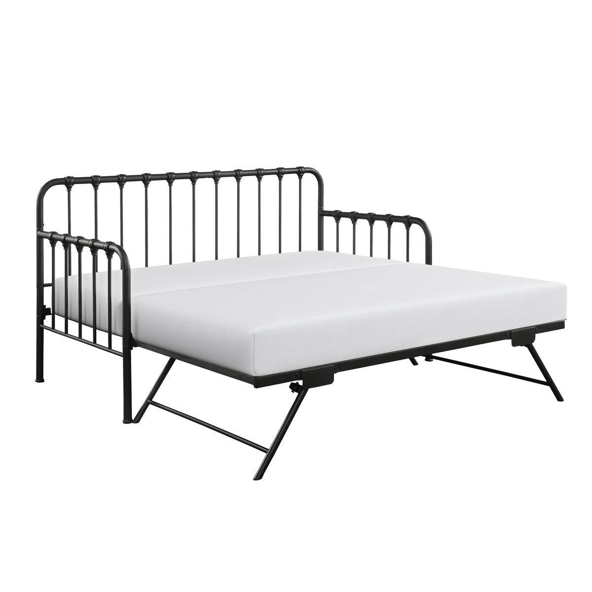 Black Modern Contemporary Metal Lift-Up Trundle YouthDayBed - Ella Furniture