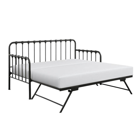 Black Modern Contemporary Metal Lift-Up Trundle YouthDayBed - Ella Furniture