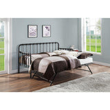 Black Modern Contemporary Metal Lift-Up Trundle YouthDayBed - Ella Furniture