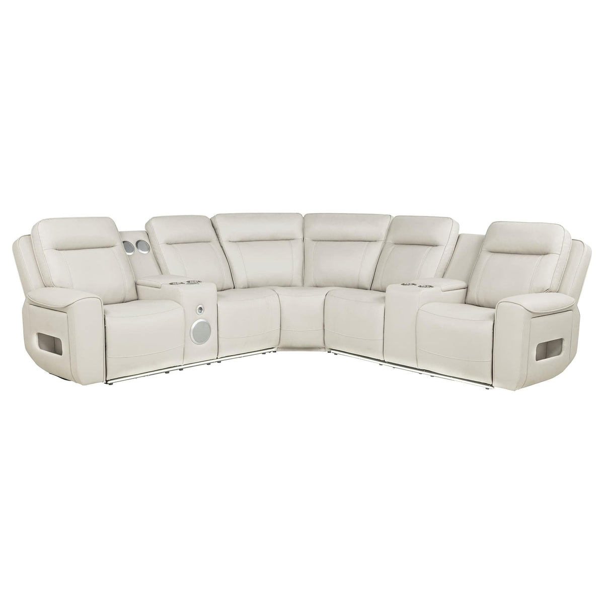Rojas 3-Piece Dual Power L-Shaped Sectional Sofa with Bluetooth Greige — product view