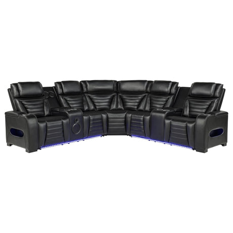 Zuma 3-Piece Dual Power Faux Leather Reclining Sectional Sofa Black — product view