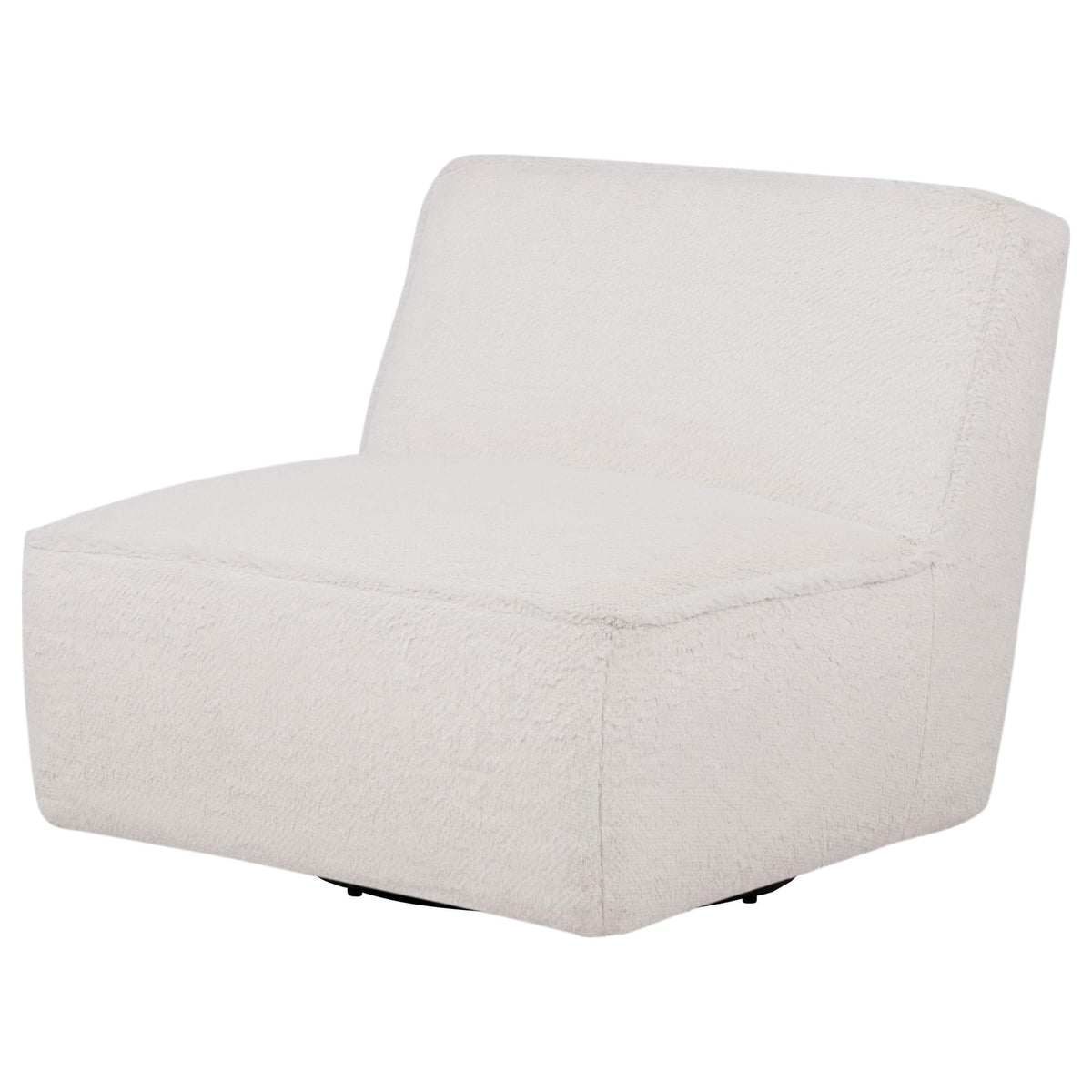 Badoer Faux Fur Swivel Accent Chair Ecru — product image 3