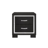 Bellante Black Modern Contemporary Solid Wood And Veneers Bookcase Storage LED Bedroom Set - Ella Furniture