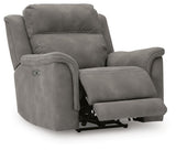 Next-Gen Durapella Slate Microfiber Power Recliner — angled view
