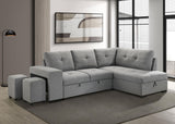 Roanne Fabric Upholstered Sleeper Sectional Sofa Grey
