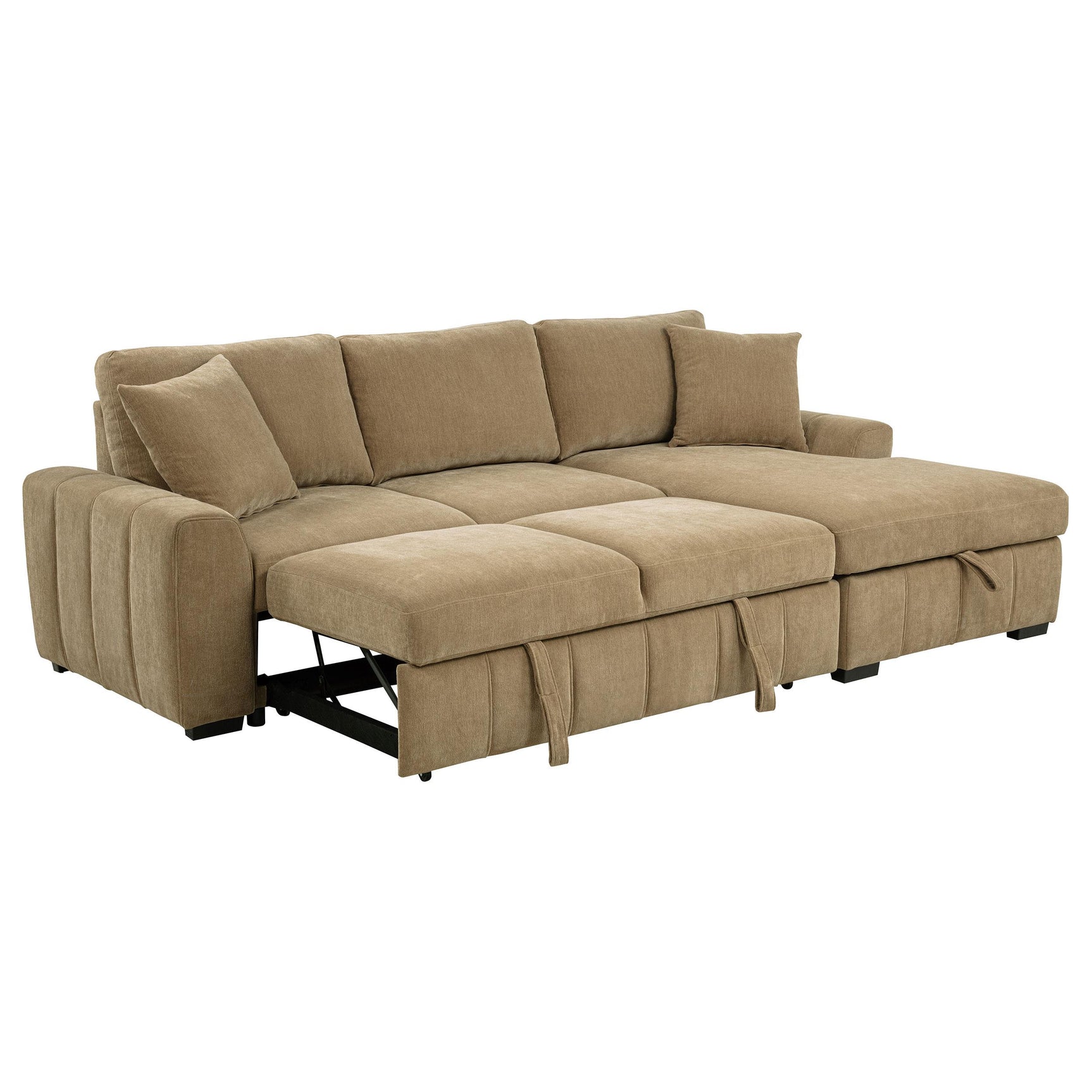 Pastrana Upholstered Sleeper Sectional Sofa Camel