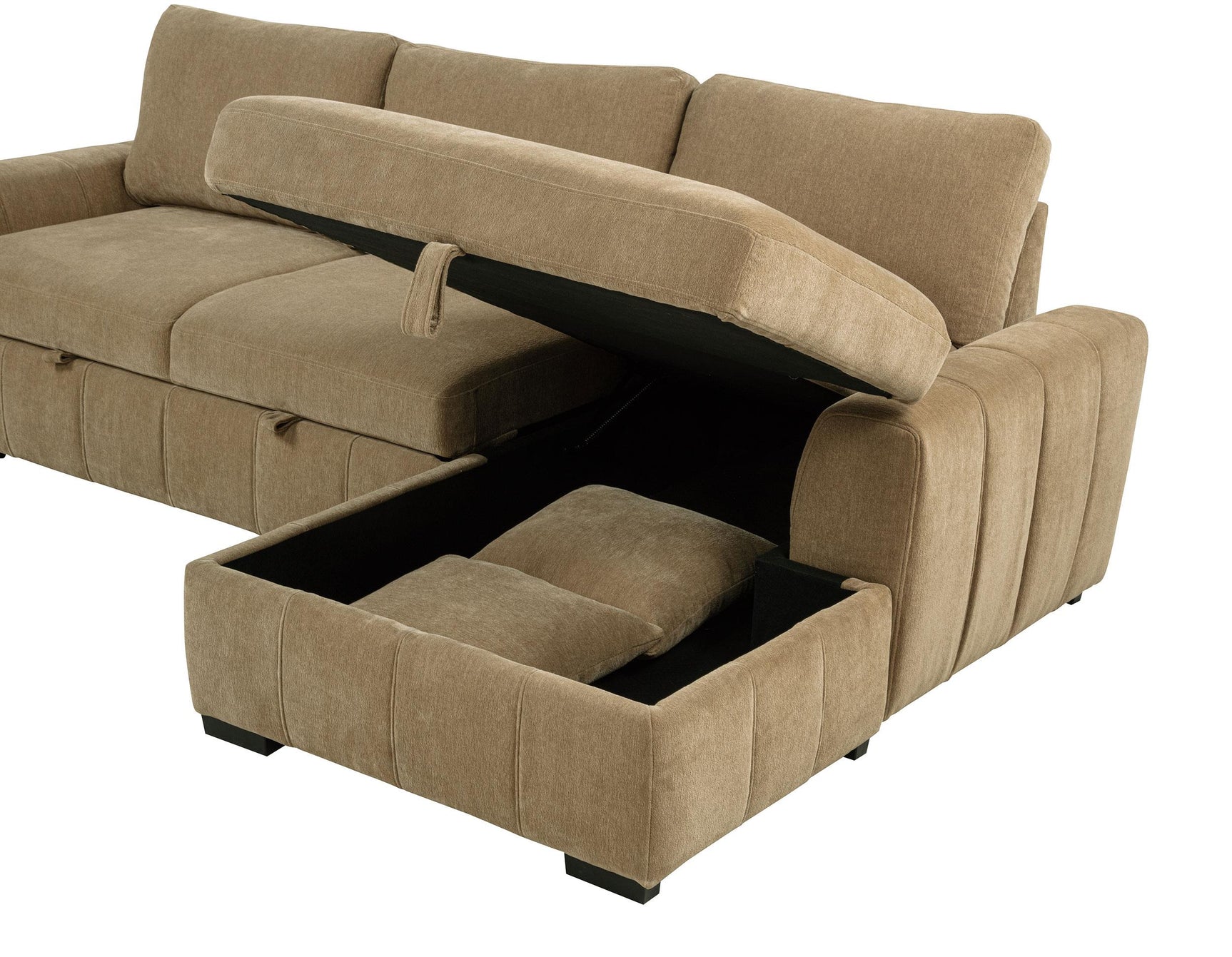 Pastrana Upholstered Sleeper Sectional Sofa Camel