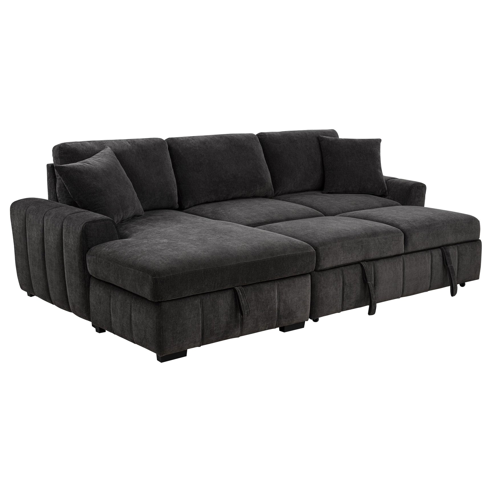 Pastrana Upholstered Sleeper Sectional Sofa Charcoal Grey