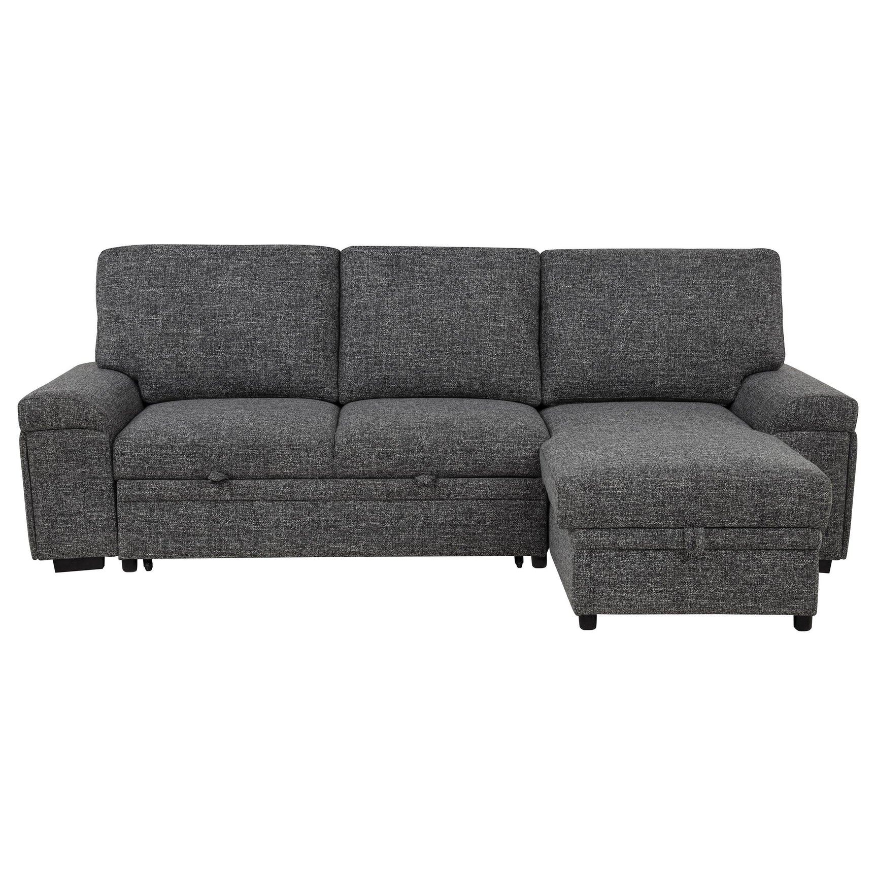 Demko Sleeper Sectional Sofa with Speaker and Storage Chaise Granite