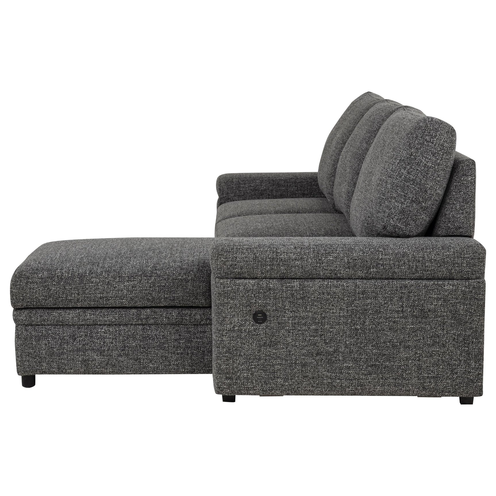 Demko Sleeper Sectional Sofa with Speaker and Storage Chaise Granite
