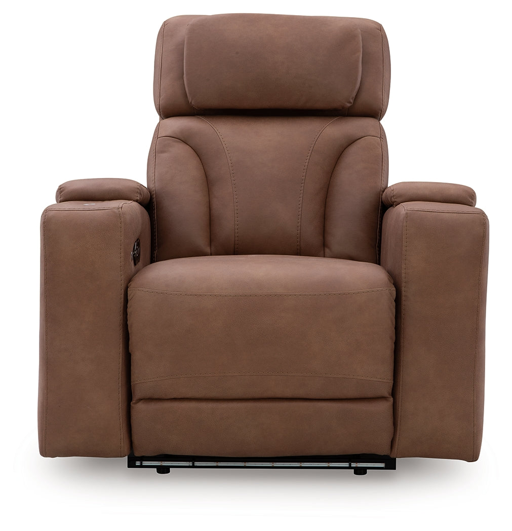 Clean-Slate Caramel Sofa, Loveseat and Recliner
