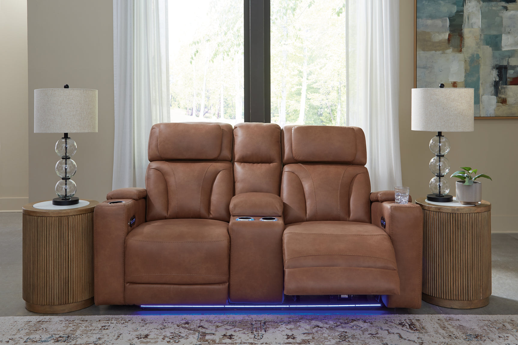Clean-Slate Caramel Sofa, Loveseat and Recliner