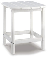 Sundown Treasure White 2 Outdoor Chairs with End Table — angled view