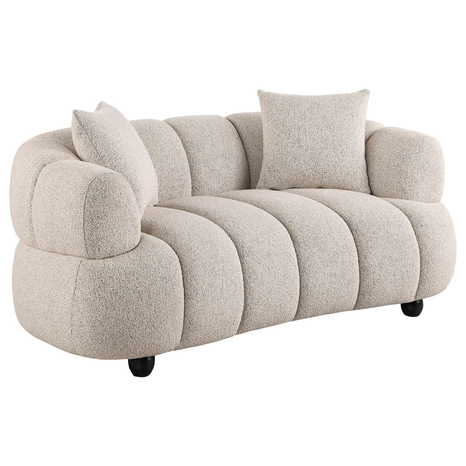 Whitney Contemporary Channel Tufted Boucle Upholstered Loveseat