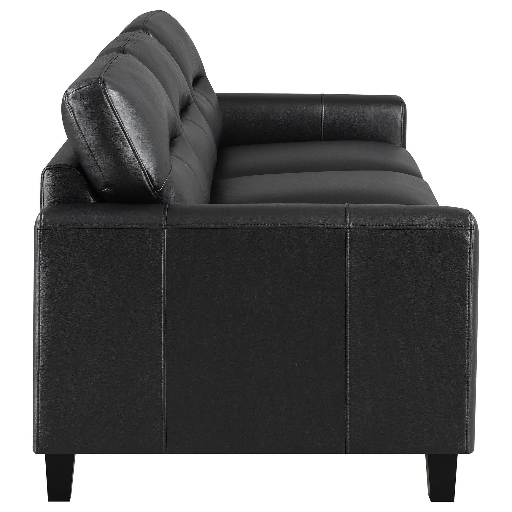 Scotland 3-piece Faux Leather Upholstered Sofa Set Black