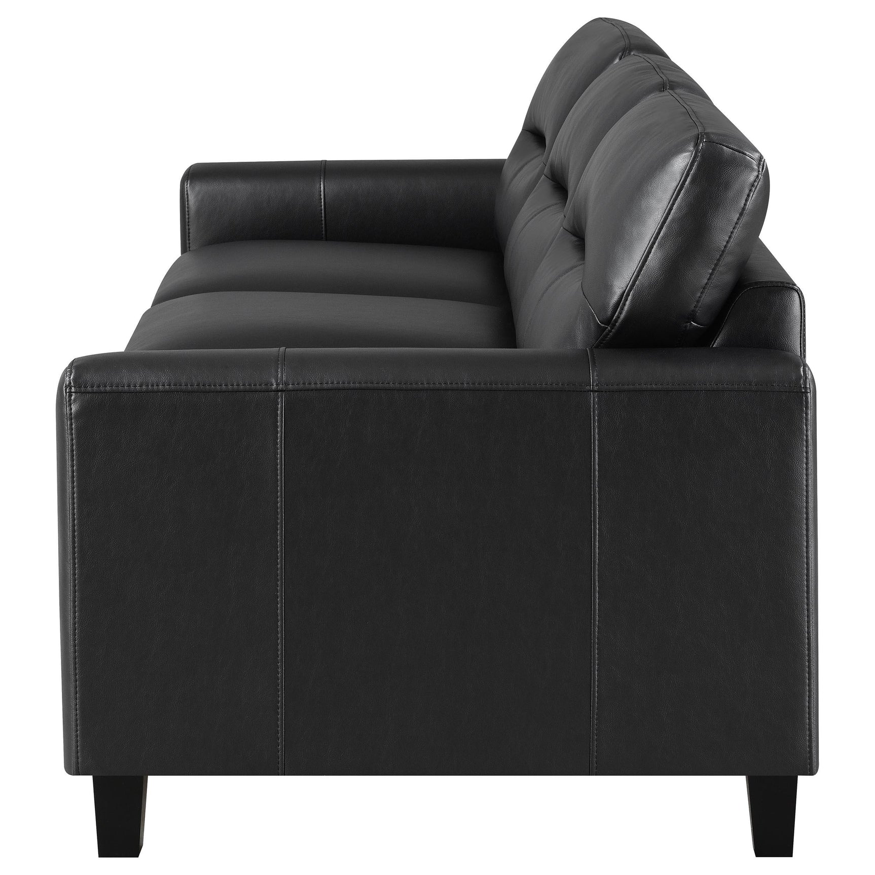 Scotland Faux Leather Upholstered Track Arm Sofa Black