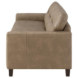 Scotland Faux Leather Upholstered Track Arm Loveseat Brown