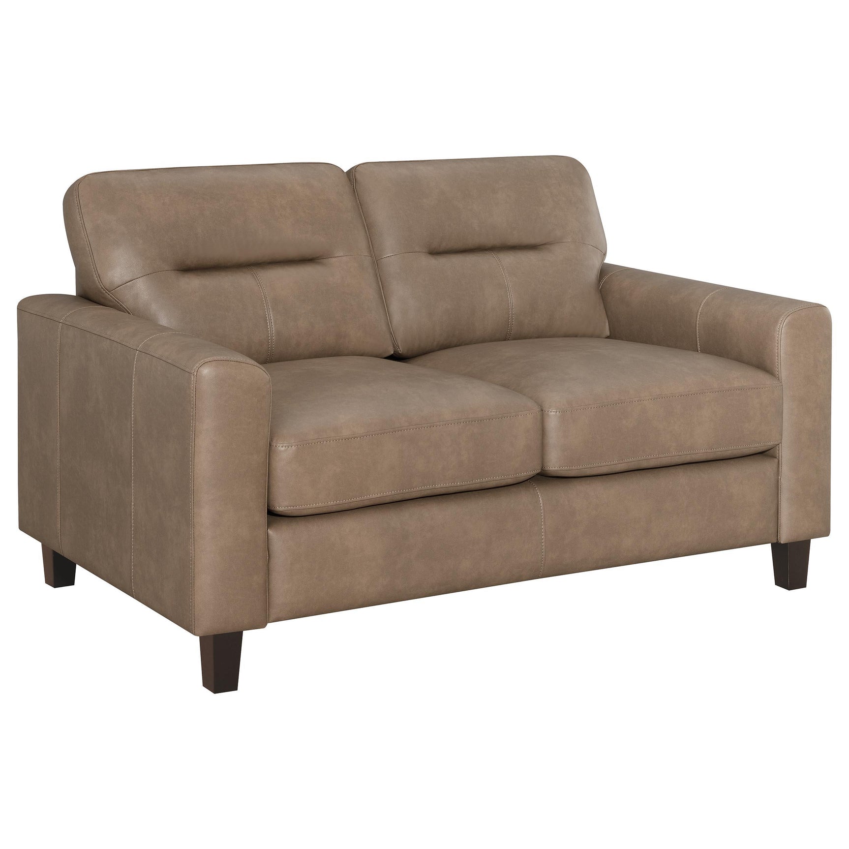 Scotland Faux Leather Upholstered Track Arm Chair Brown