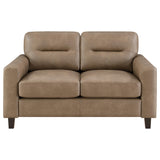 Scotland Faux Leather Upholstered Track Arm Chair Brown
