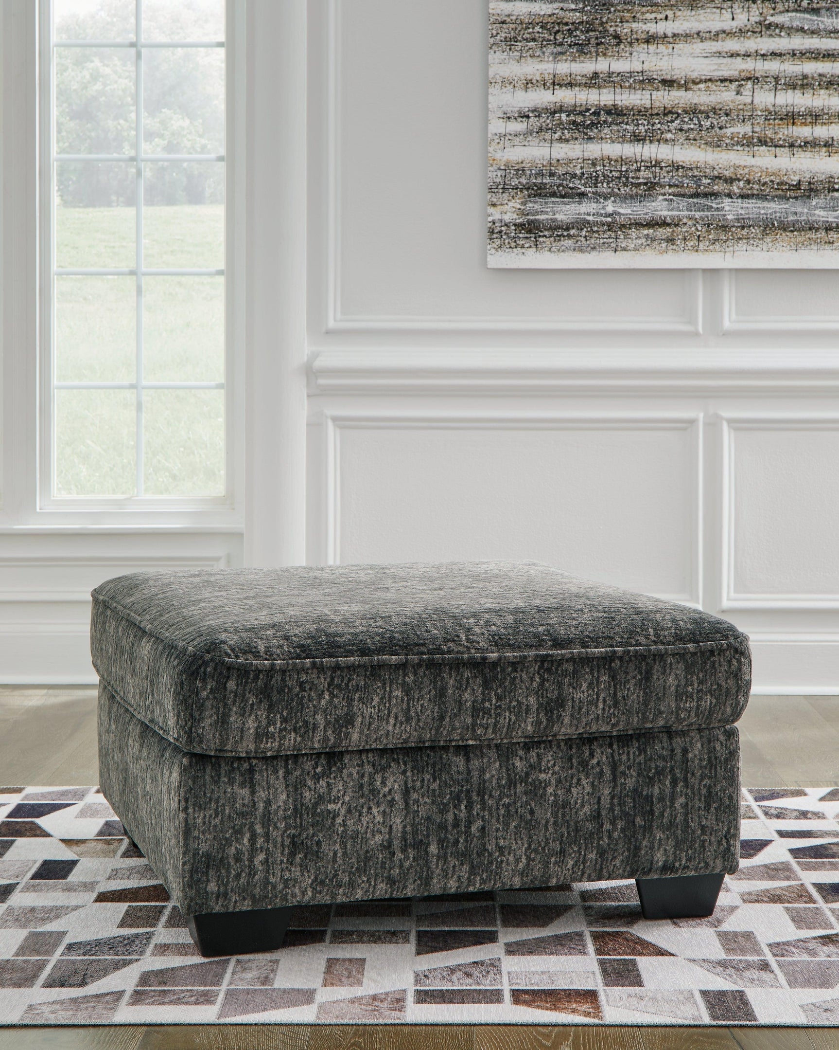Lonoke Gunmetal Velvet Oversized Accent Ottoman