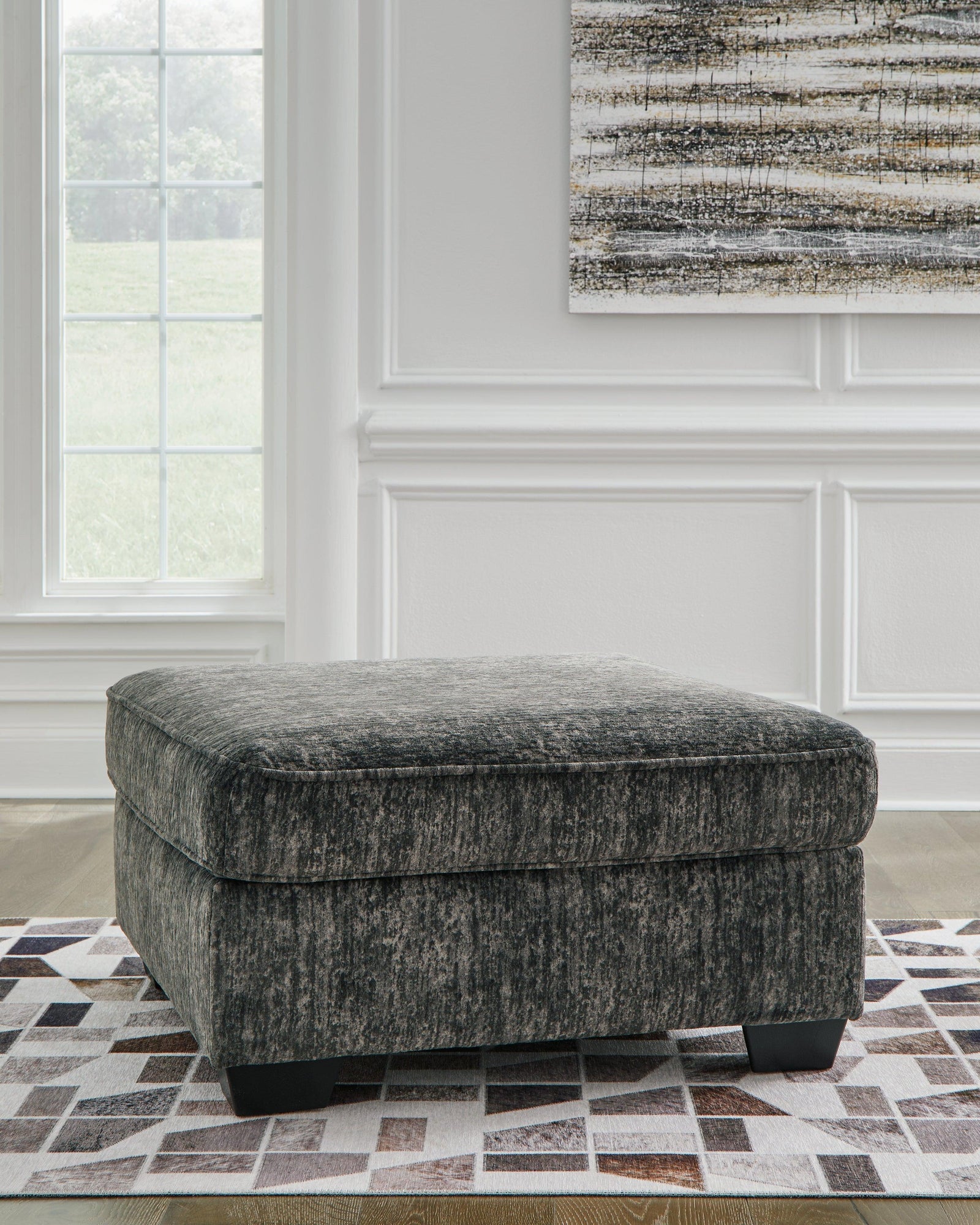 Lonoke Gunmetal Velvet Oversized Accent Ottoman