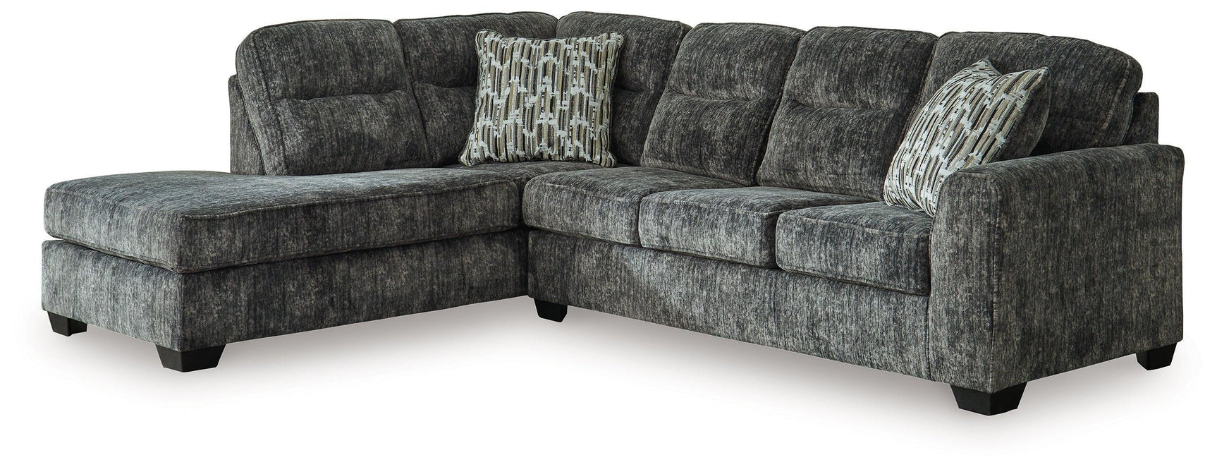 Lonoke Gunmetal Velvet 2-Piece Sectional With Chaise