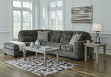 Lonoke Gunmetal Velvet 2-Piece Sectional With Chaise