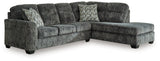 Lonoke Gunmetal Velvet 2-Piece Sectional With Chaise