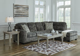 Lonoke Gunmetal Velvet 2-Piece Sectional With Chaise
