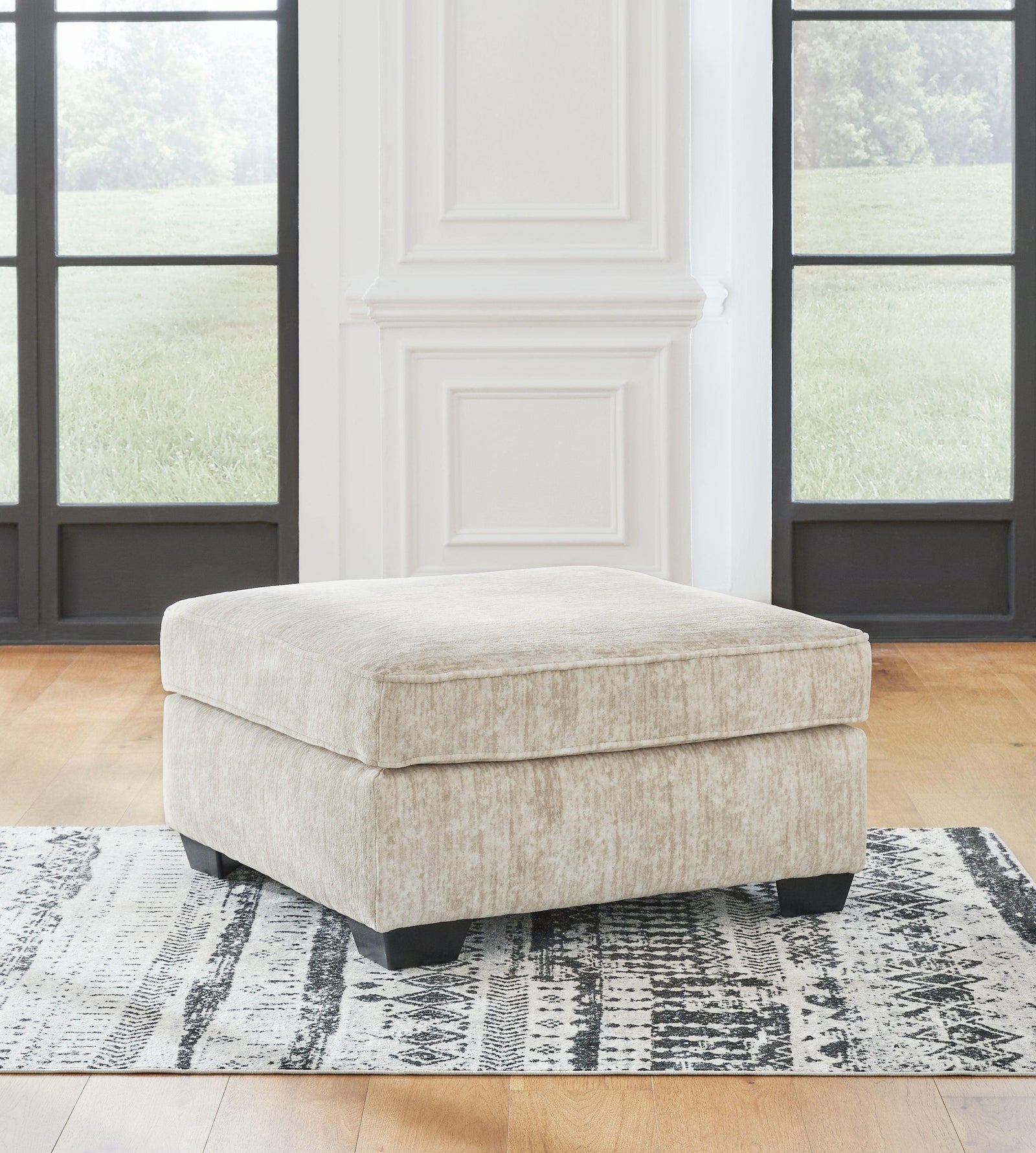 Lonoke Parchment Velvet Oversized Accent Ottoman