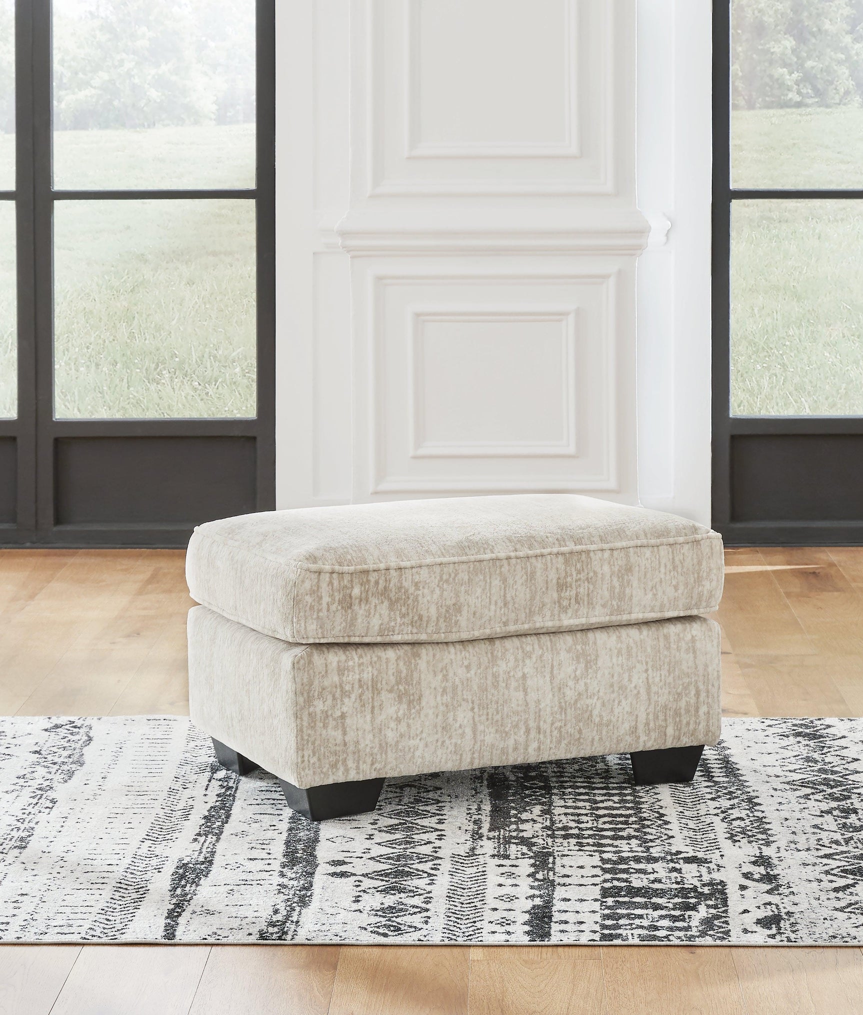 Lonoke Parchment Velvet Ottoman