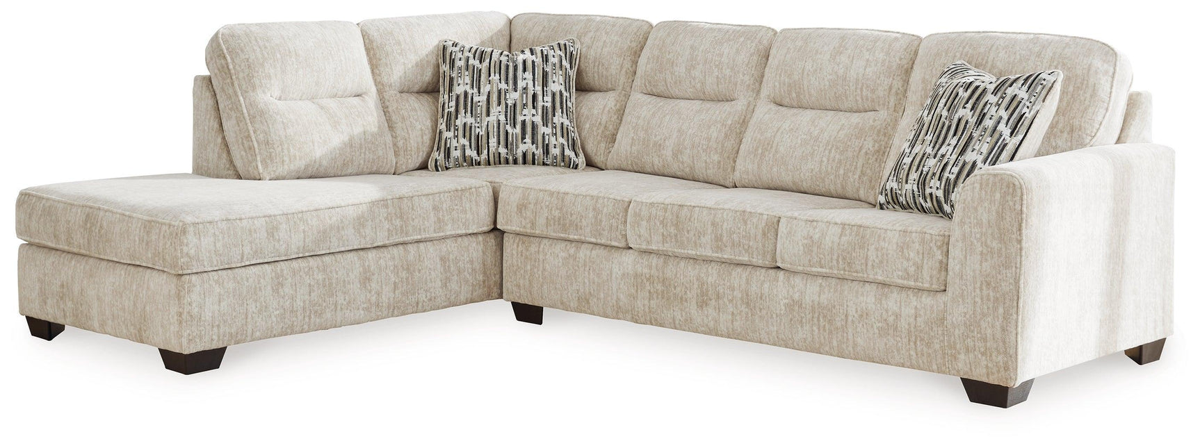 Lonoke Parchment Velvet 2-Piece Sectional With Chaise