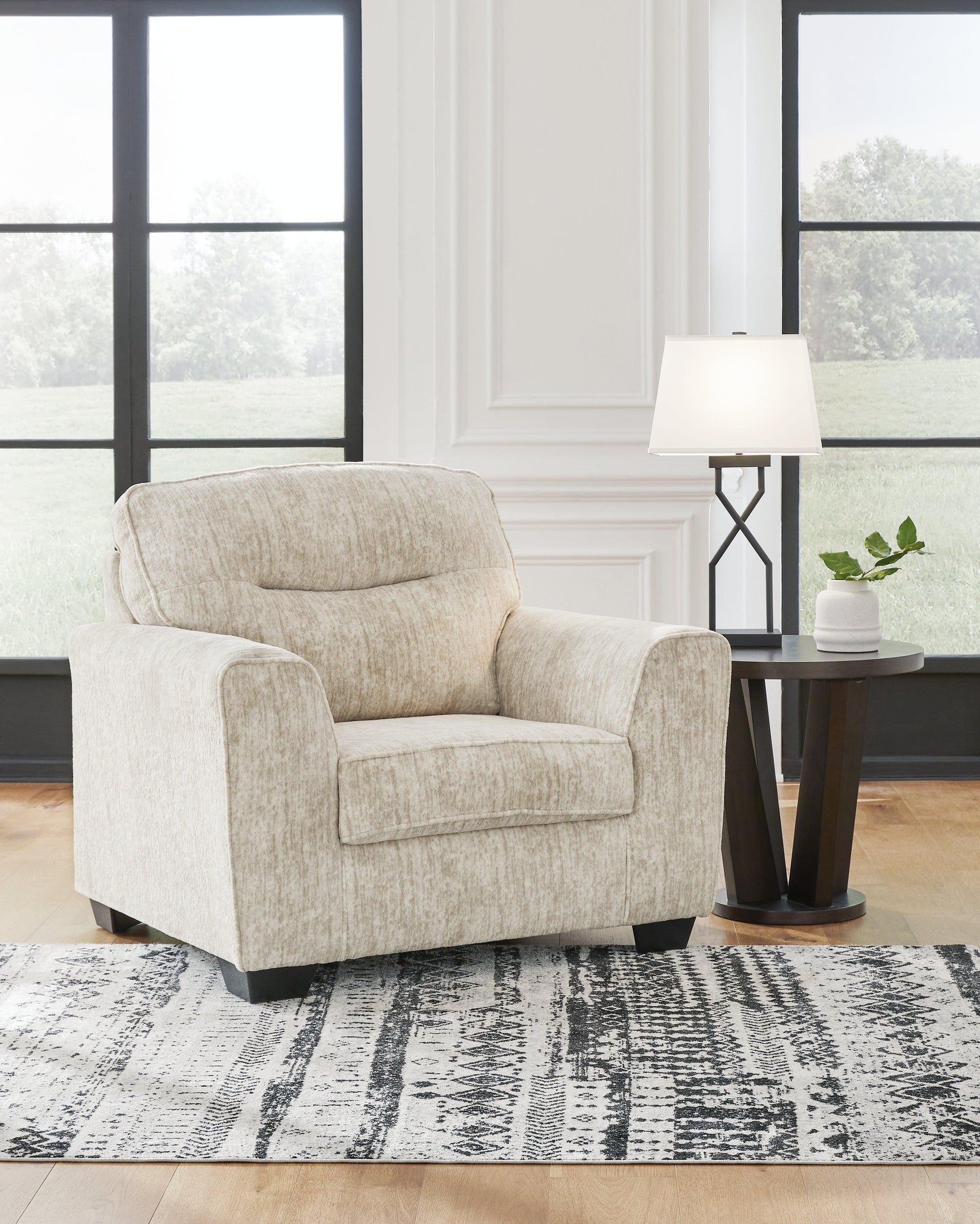 Lonoke Parchment Velvet Oversized Chair