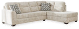 Lonoke Parchment Velvet 2-Piece Sectional With Chaise